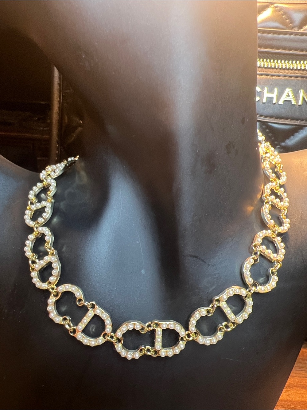 Gold Pearl Link Necklace - Designer Style